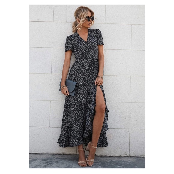 SHEIN Dresses & Skirts - Boho Floral wrap dress with ruffle hem